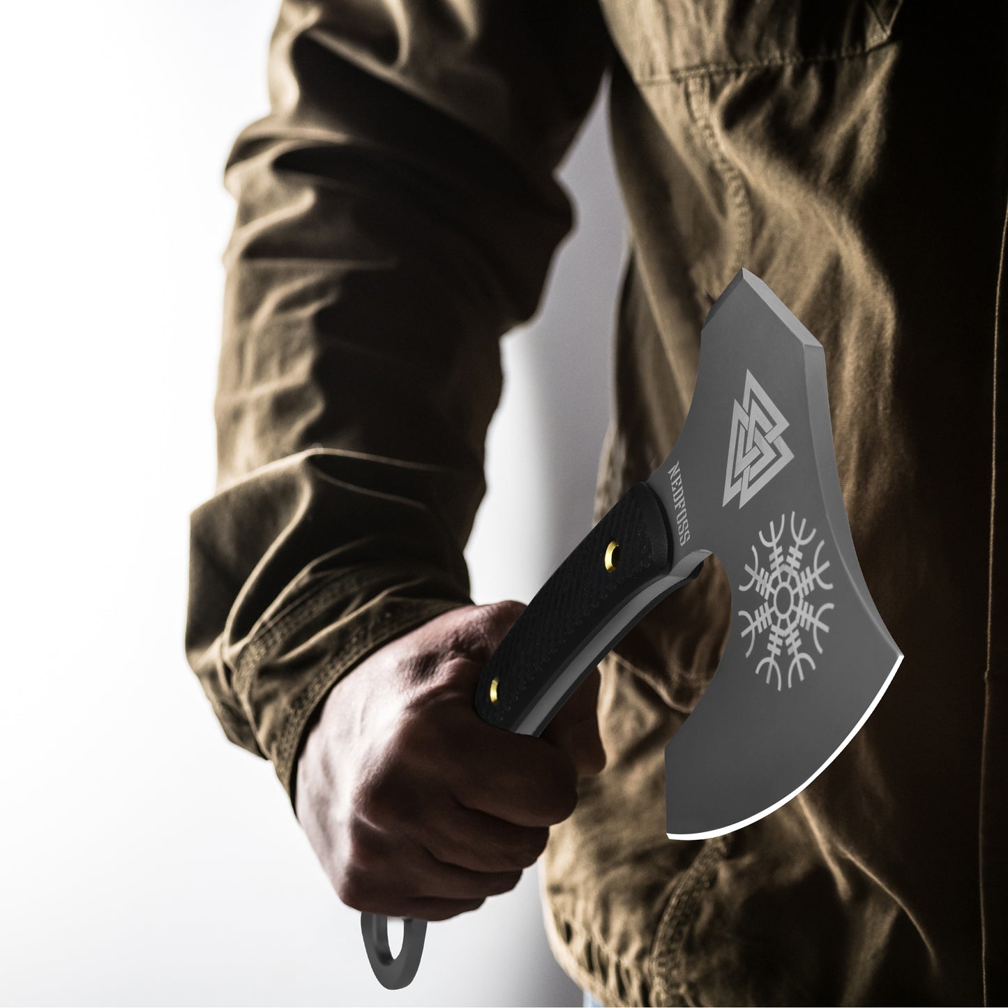 NedFoss VIKINGS Tomahawk, 31.5cm Full Tang Tactical Axe, Sharp Viking Axe with G10 Handle, Tomahawk Axe, Battle Axe, Tactical Axe, Camping Axe, Survival Axe, War Axe, Beard Axe, Viking Axe with Sheath