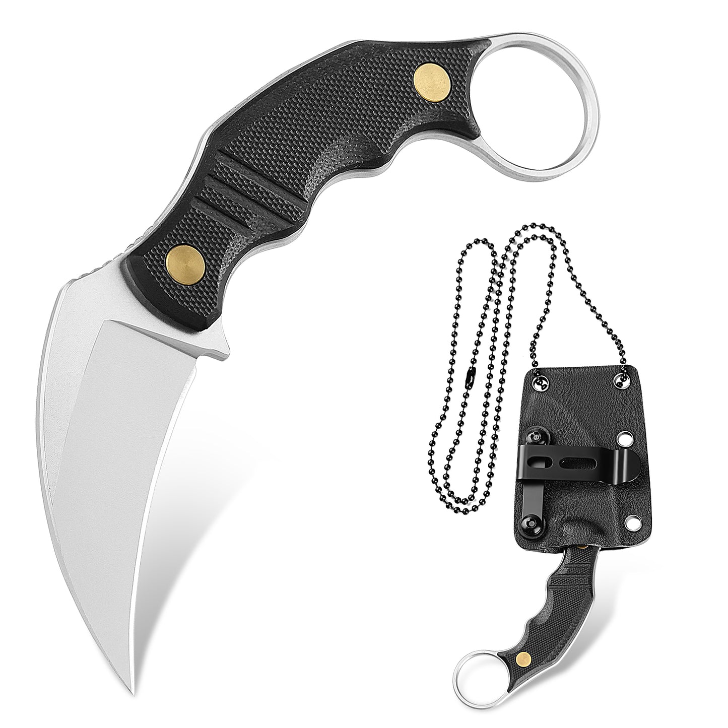 NedFoss Couteau d'extérieur VULTURE, couteau de survie FULL TANG en acier 14C28N de 6 cm avec manche G10 et étui Kydex, mini couteau à lame fixe dans une boîte cadeau pour collection, camping