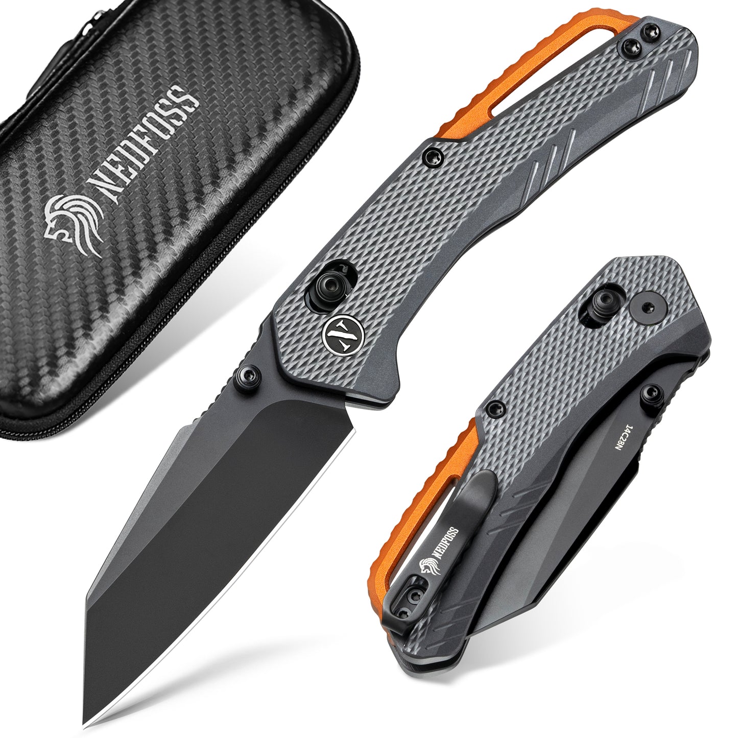 NedFoss KROKODIL Klappmesser, 7.5CM 14C28N Stahl Taschenmesser mit Axis lock, Einhandmesser mit G10 Griff, Outdoor Messer mit Gürtelclip, Survival Messer für den Alltag, Sammlung & Geschenk