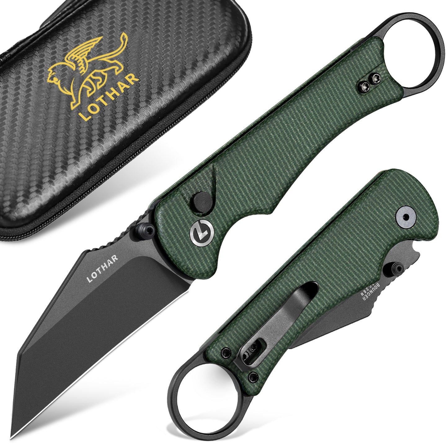 LOTHAR BOUNCER 2.48" 14C28N Steel Tactical Folding Knife with Micarta Handle, Reversible Pocket Clip