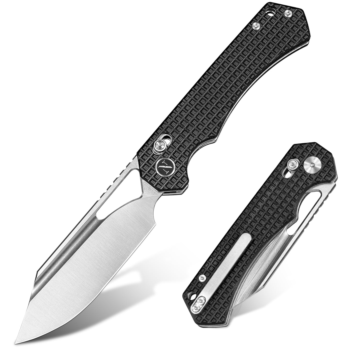 NedFoss COUGAR Folding Knife, 8.7cm 14C28N Steel Pocket Knife with Crossbar Lock, One-Handed Knife with G10 Handle, Outdoor Knife with Belt Clip, Survival Knife for Everyday Use, Collection & Gift