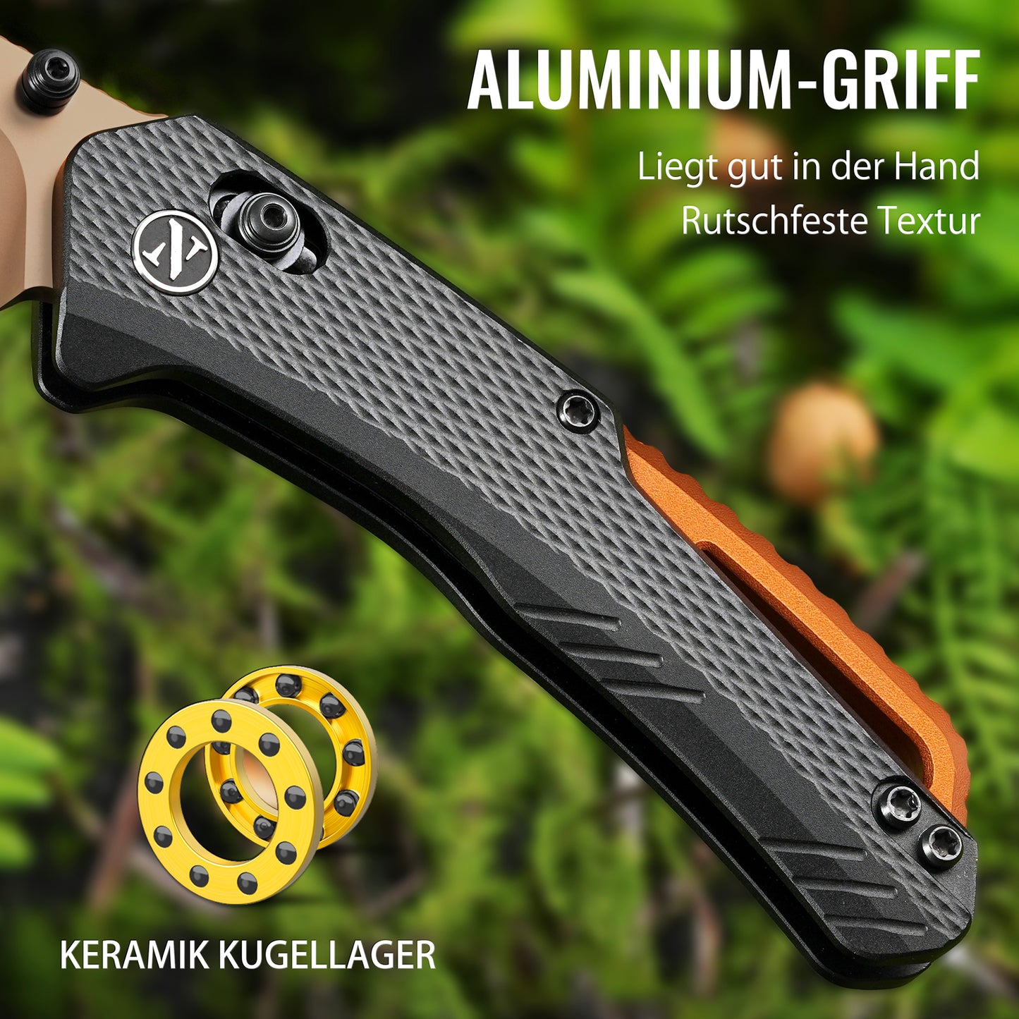 NedFoss KROKODIL Couteau pliant, couteau de poche en acier 14C28N de 7,5 cm avec Axis Lock, couteau à ouverture à une main avec manche G10, couteau d'extérieur avec clip de ceinture, couteau de survie pour le quotidien, collection et cadeau