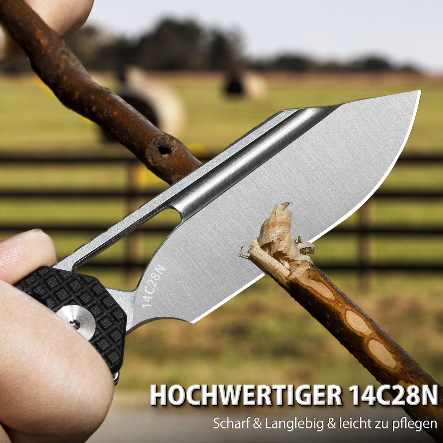 NedFoss COUGAR Folding Knife, 8.7cm 14C28N Steel Pocket Knife with Crossbar Lock, One-Handed Knife with G10 Handle, Outdoor Knife with Belt Clip, Survival Knife for Everyday Use, Collection & Gift
