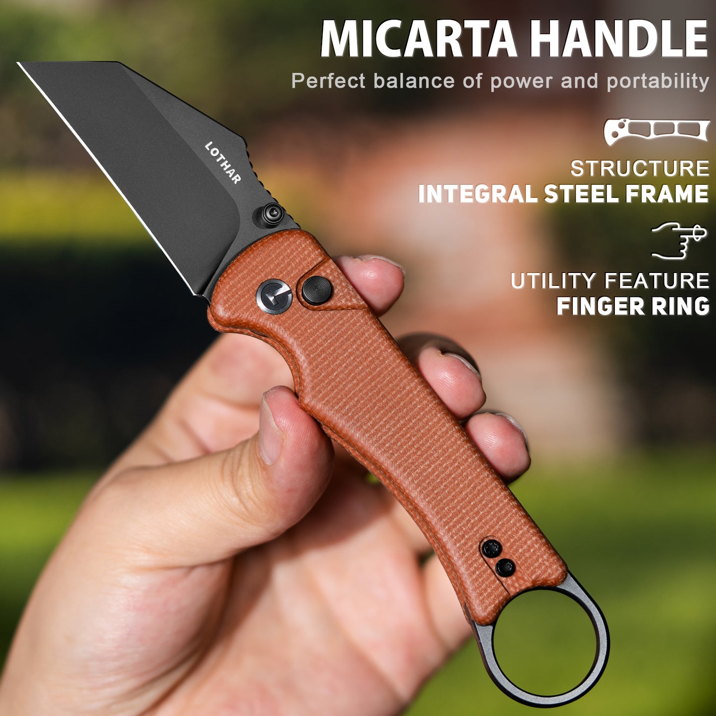 LOTHAR BOUNCER 2.48" 14C28N Steel Tactical Folding Knife with Micarta Handle, Reversible Pocket Clip