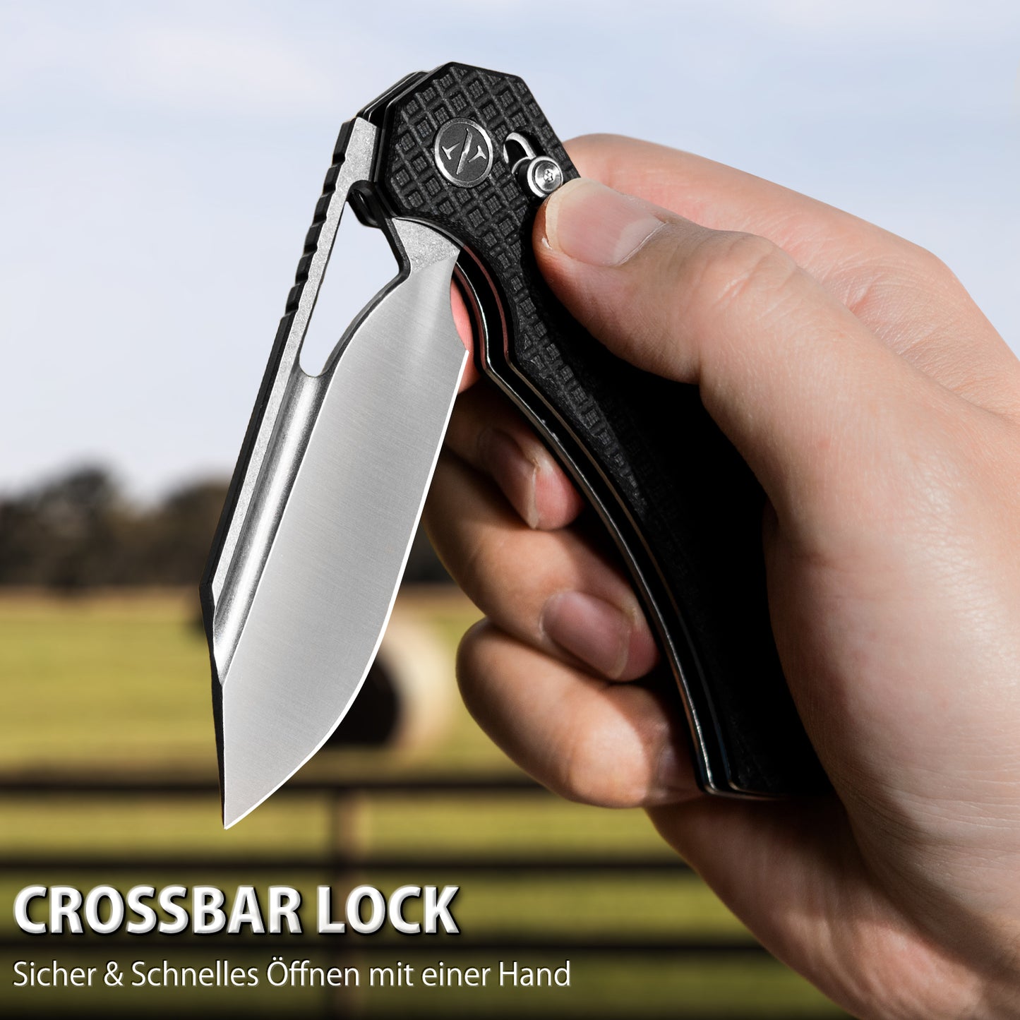 NedFoss COUGAR Folding Knife, 8.7cm 14C28N Steel Pocket Knife with Crossbar Lock, One-Handed Knife with G10 Handle, Outdoor Knife with Belt Clip, Survival Knife for Everyday Use, Collection & Gift