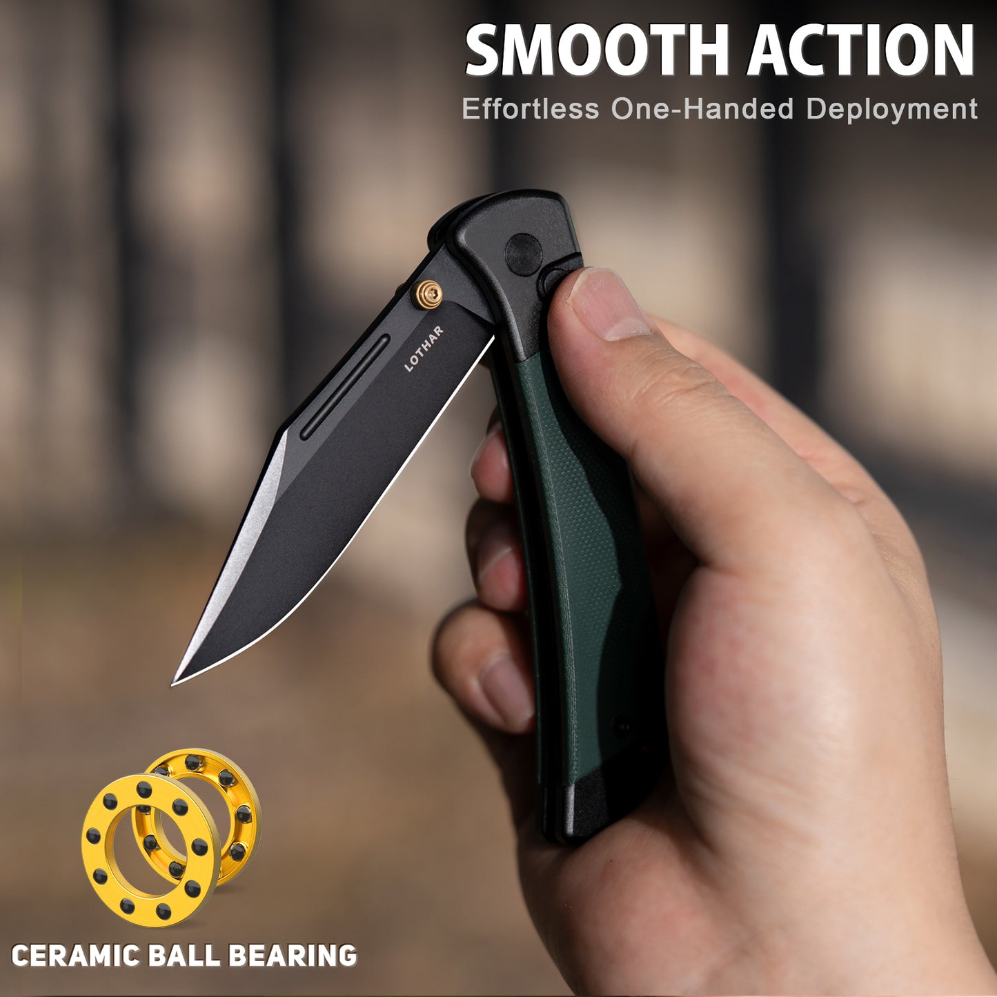 LOTHAR Falcon 3,43" Lame en acier VG10, couteau de poche pliant EDC avec fermeture à bouton et clip