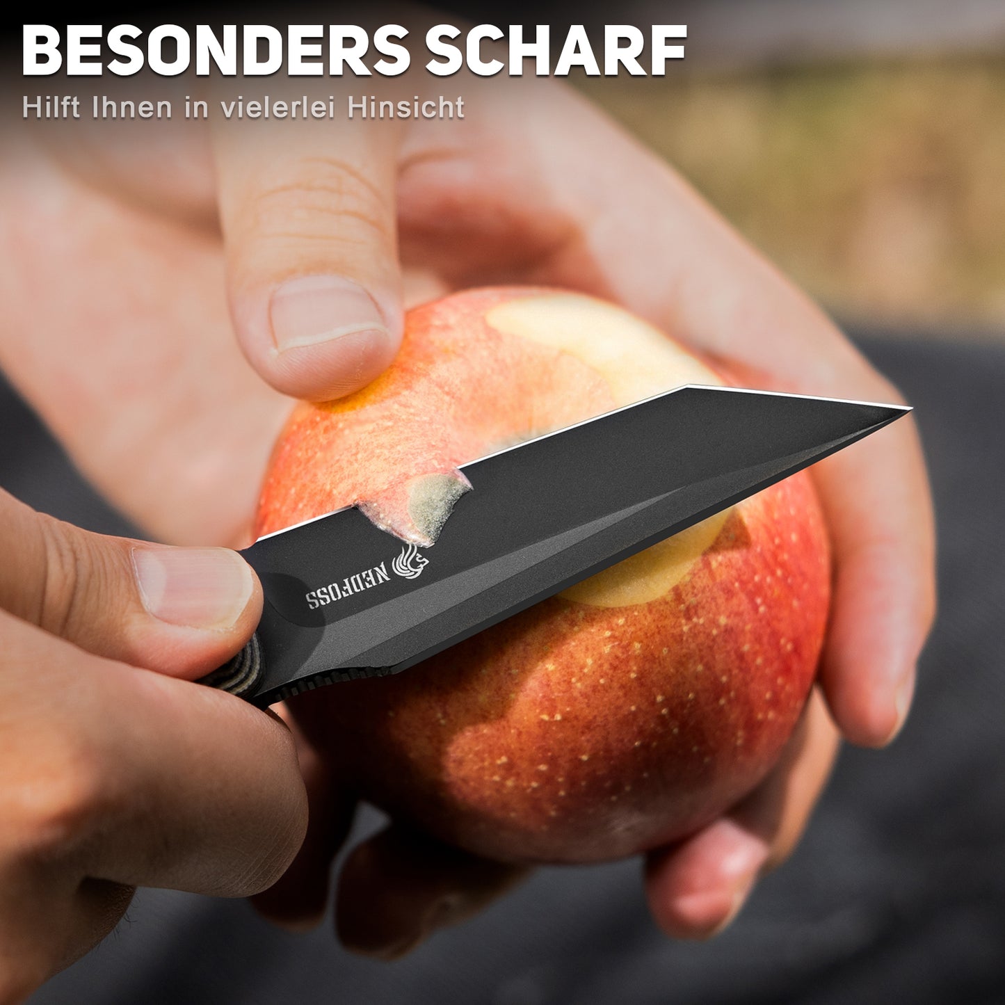 NedFoss PIONEER Hunting Knife, 8.5cm 14C28N Steel Full Tang Legal Outdoor Knife with G10 Handle & Adjustable Clip, Small Survival Knife with Kydex Sheath, Bushcraft Knife 42a Compliant, EDC Knife