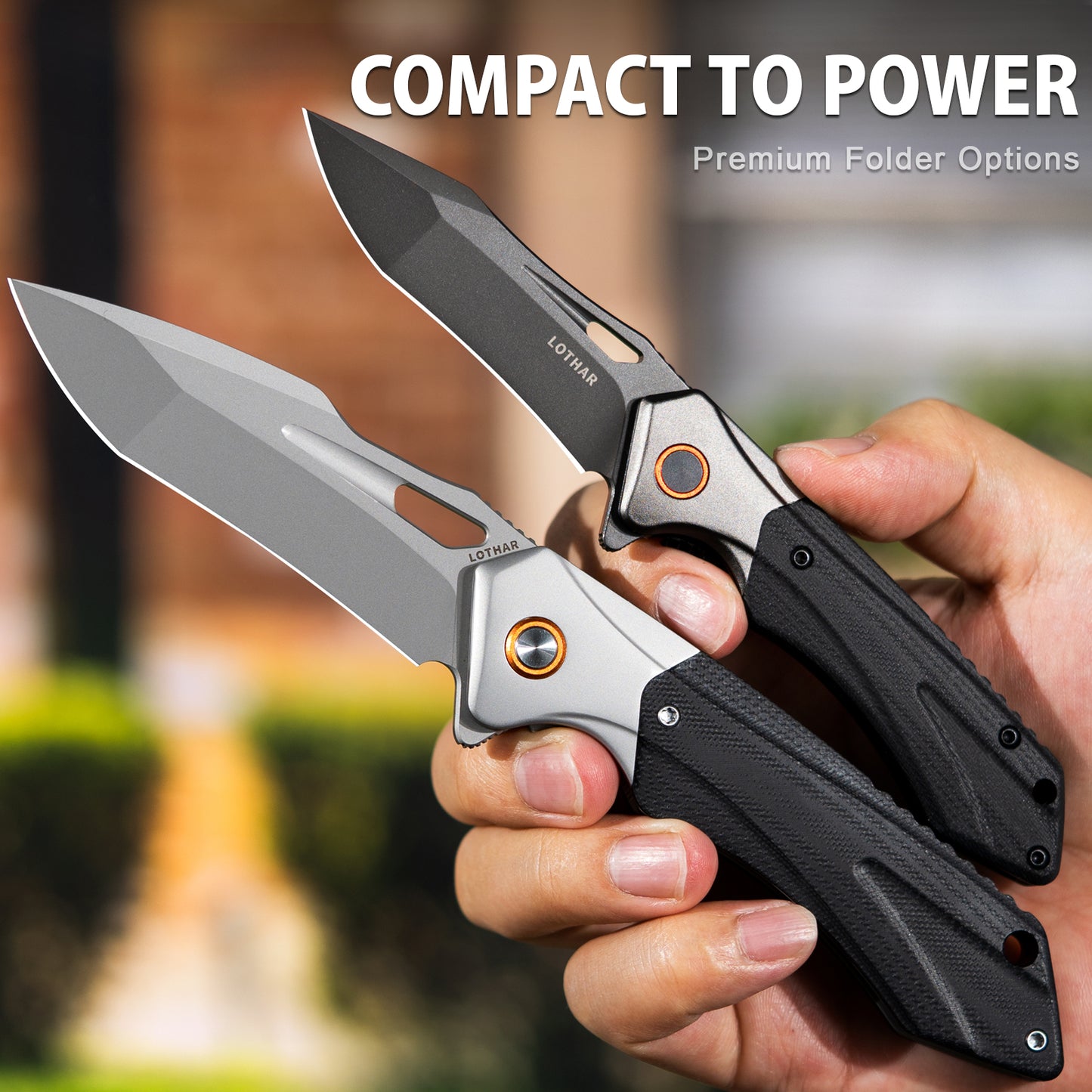 LOTHAR LICH KING Folding Knife, Pocket Knife Made of D2 Steel, One-Handed Knife with G10 Handle, Outdoor Survival Knife for Camping, Hunting & Adventure (D2-Grey)