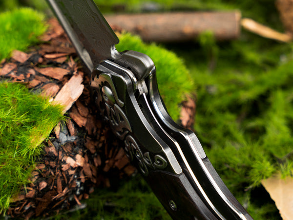 Couteau pliant en acier Damas LOTHAR RHAEGAL, couteau de poche extérieur de haute qualité en acier Damas VG10 à 67 couches, couteau de poche Damas haut de gamme avec manche en bois pour la chasse, idéal comme collection et cadeau (Bois de rose)
