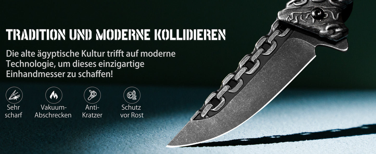 NedFoss CHAIN Folding Knife, Sharp Pocket Knife, Outdoor Knife with Unique Appearance, Outdoor Knife, Camping Knife with Liner Lock
