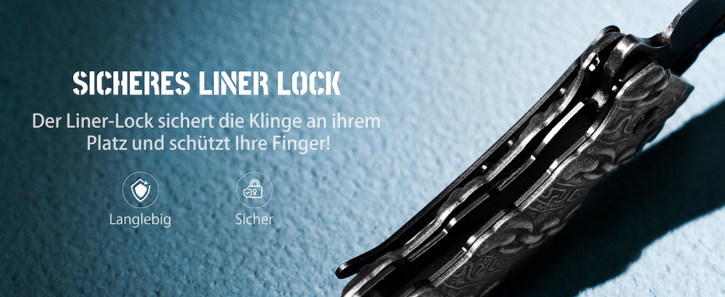 NedFoss CHAIN Folding Knife, Sharp Pocket Knife, Outdoor Knife with Unique Appearance, Outdoor Knife, Camping Knife with Liner Lock