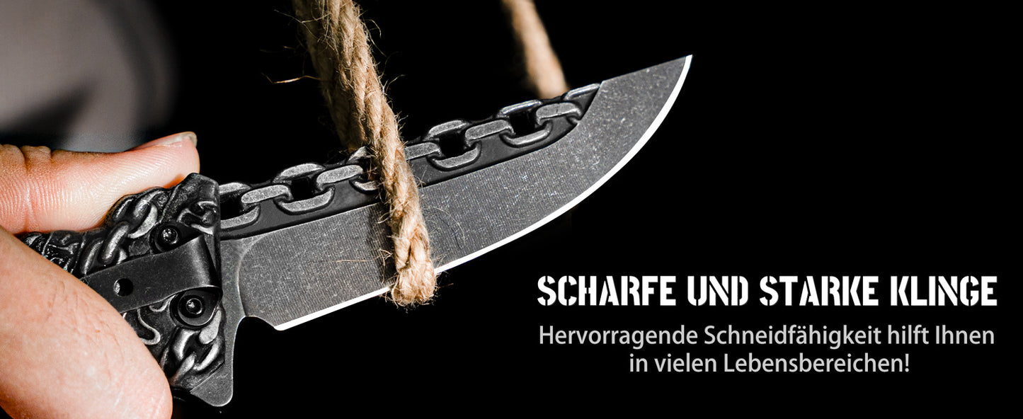 NedFoss CHAIN Folding Knife, Sharp Pocket Knife, Outdoor Knife with Unique Appearance, Outdoor Knife, Camping Knife with Liner Lock