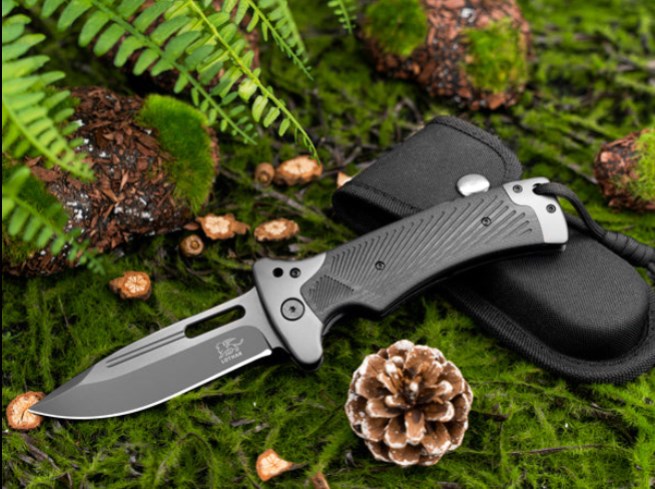 LOTHAR RHINO Folding Knife, 10.3cm Large Pocket Knife with G10 Handle, Liner Lock, Outdoor Survival Knife with Clip for Camping, Bushcraft, Robust & Durable