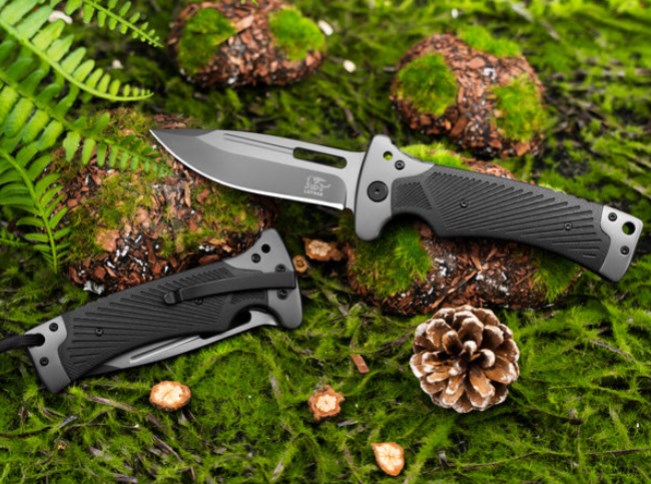 LOTHAR RHINO Folding Knife, 10.3cm Large Pocket Knife with G10 Handle, Liner Lock, Outdoor Survival Knife with Clip for Camping, Bushcraft, Robust & Durable