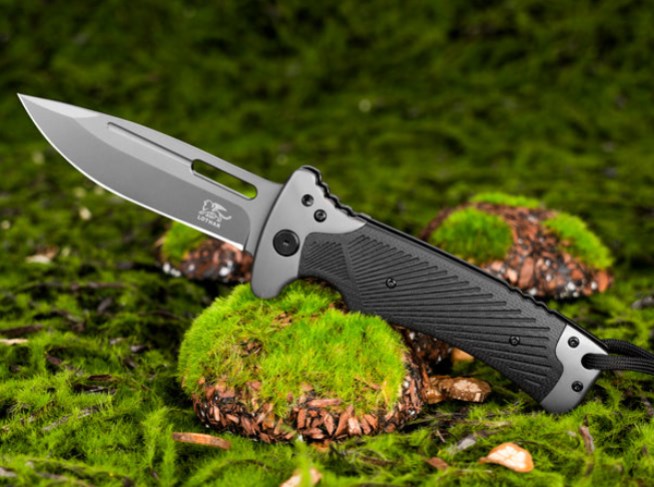 LOTHAR RHINO Folding Knife, 10.3cm Large Pocket Knife with G10 Handle, Liner Lock, Outdoor Survival Knife with Clip for Camping, Bushcraft, Robust & Durable