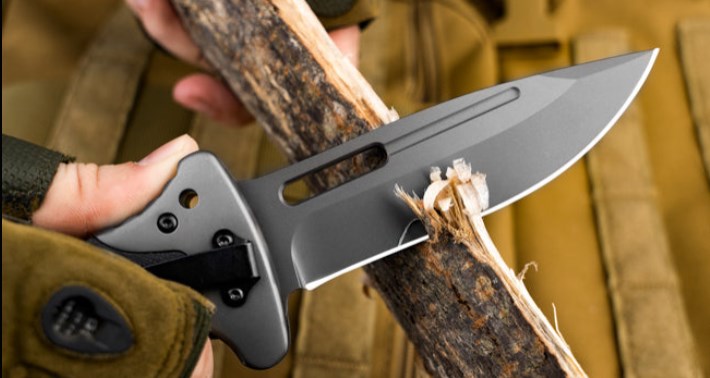 LOTHAR RHINO Folding Knife, 10.3cm Large Pocket Knife with G10 Handle, Liner Lock, Outdoor Survival Knife with Clip for Camping, Bushcraft, Robust & Durable
