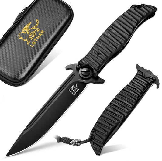 LOTHAR PHOENIX Klappmesser, Einhandmesser aus D2 Stahl mit G10 Griff, Robustes Jagdmesser für Outdoor, Taschenmesser mit Gürtelclip, Langlebiges Alltagsmesser, Premium Geschenk für Männer