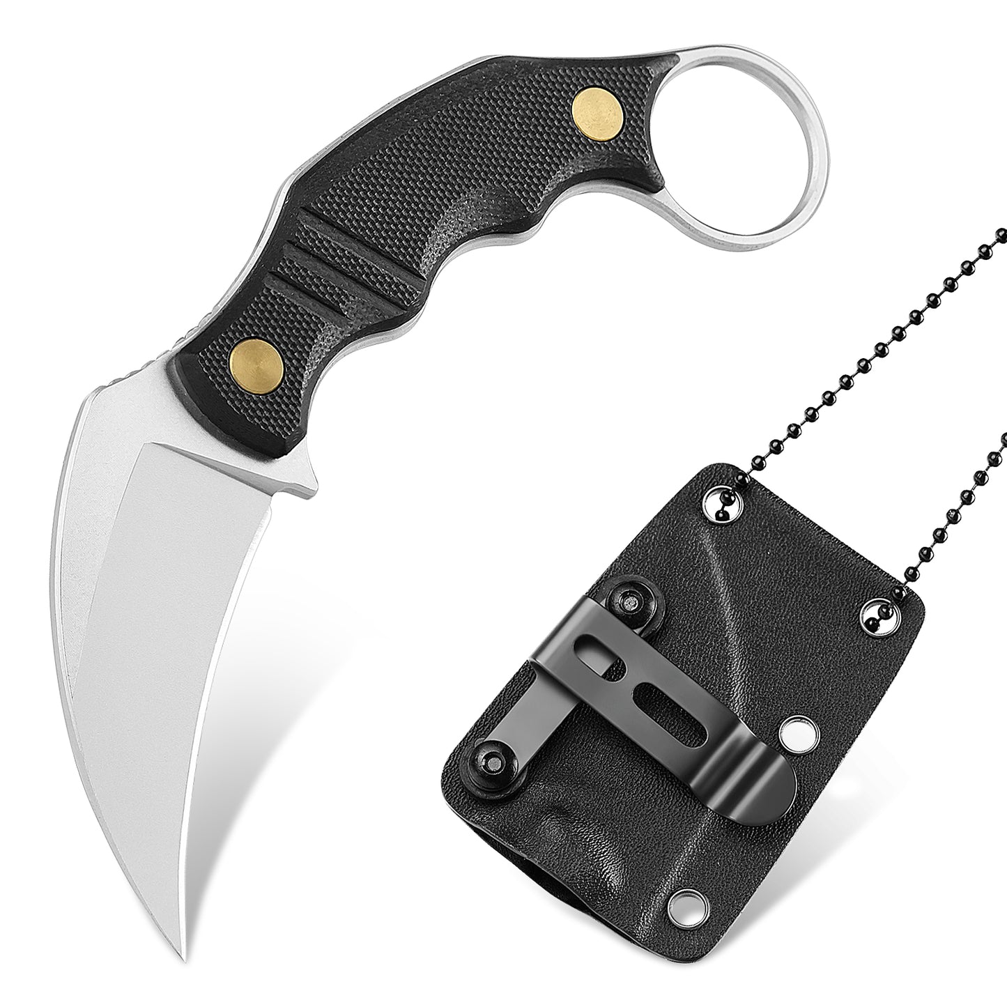 NedFoss Couteau d'extérieur VULTURE, couteau de survie FULL TANG en acier 14C28N de 6 cm avec manche G10 et étui Kydex, mini couteau à lame fixe dans une boîte cadeau pour collection, camping