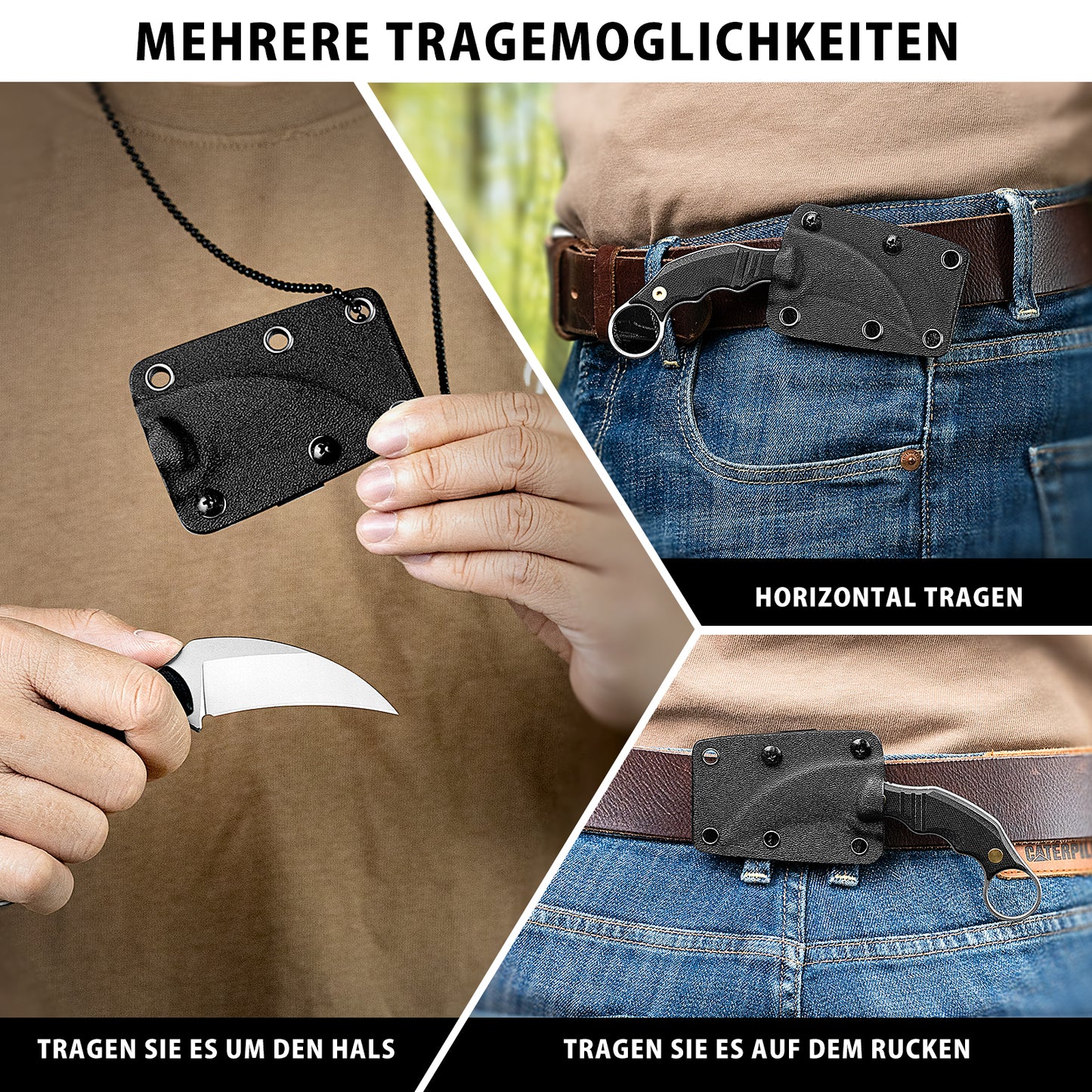NedFoss Couteau d'extérieur VULTURE, couteau de survie FULL TANG en acier 14C28N de 6 cm avec manche G10 et étui Kydex, mini couteau à lame fixe dans une boîte cadeau pour collection, camping