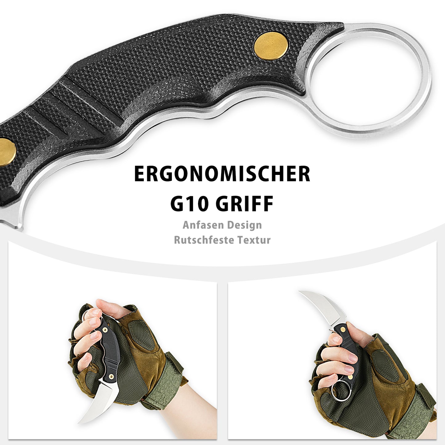 NedFoss Couteau d'extérieur VULTURE, couteau de survie FULL TANG en acier 14C28N de 6 cm avec manche G10 et étui Kydex, mini couteau à lame fixe dans une boîte cadeau pour collection, camping