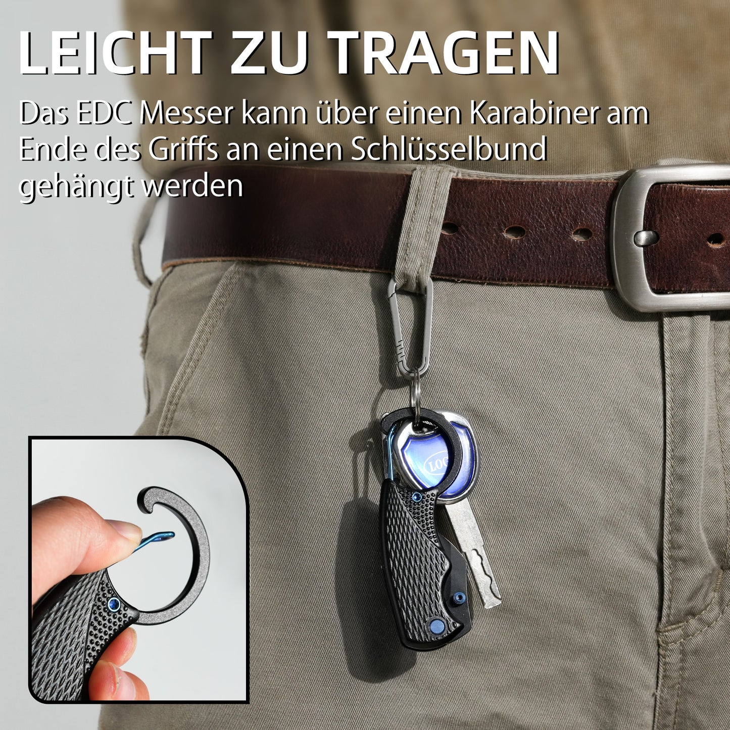 NedFoss OWL Folding Knife, 3.7cm D2 Steel Mini Pocket Knife with Aluminum Handle, One-Handed Knife with Liner Lock, Keychain Knife with Carabiner, EDC Knife for Everyday Use, Collection & Gift