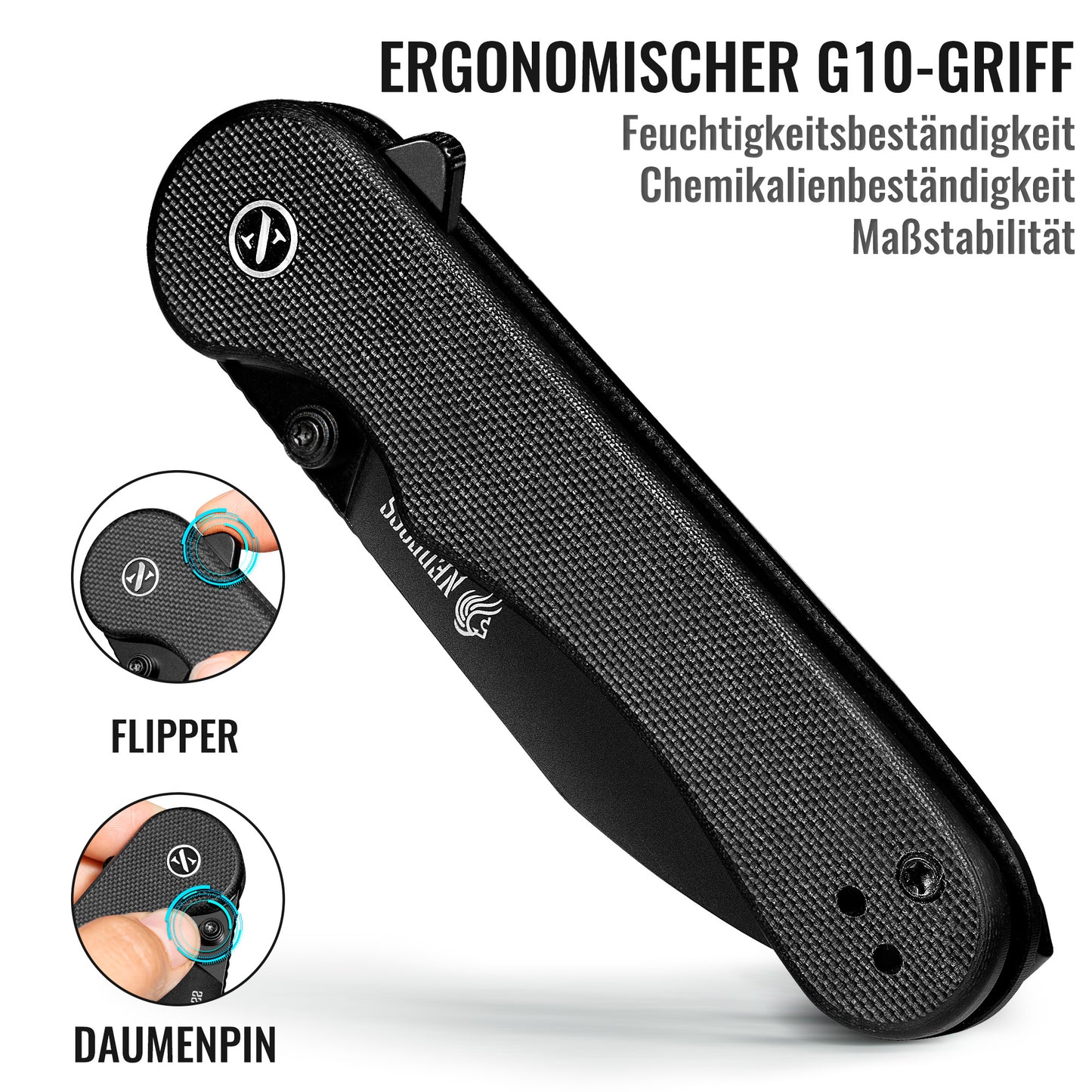 NedFoss BLACKBERRY Couteau pliant à une main, couteau pliant Slipjoint en acier D2 avec manche G10, couteau de poche légal conforme 42a, couteau EDC pour la vie quotidienne, collection et cadeau