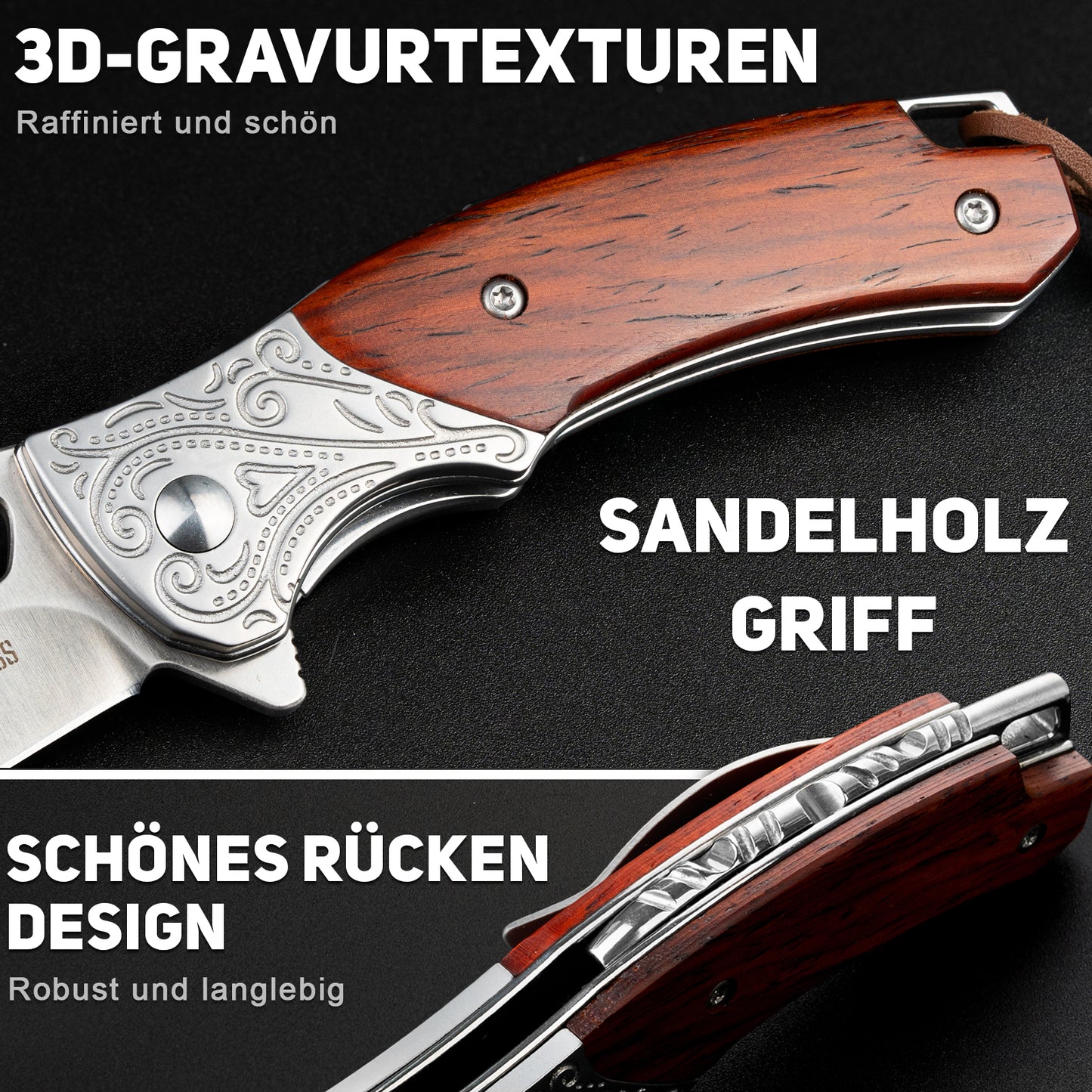 NedFoss HERON Couteau pliant, 7cm 14C28N Acier Couteau à une main avec manche en bois, Couteau de poche tranchant avec Liner Lock & roulement à billes, Couteau d'extérieur avec clip, Couteau de survie dans une boîte cadeau pour collection