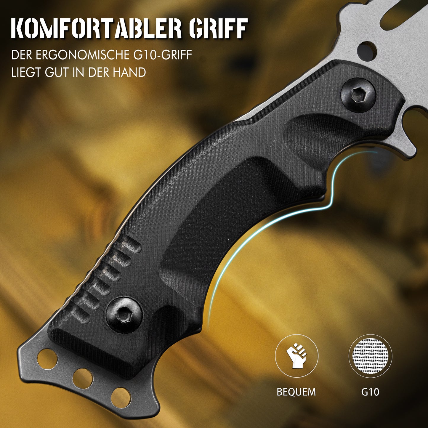 NedFoss WOLF Outdoor Survival Knife, Tactical Belt Knife, Survival Bushcraft Knife, Premium Quality, Black