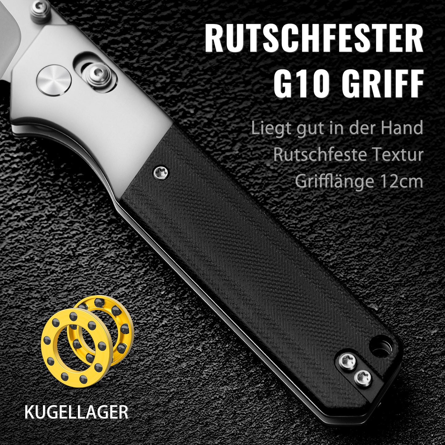 Couteau pliant NedFoss BEAST III, couteau de poche en acier 14C28N de 8,5 cm avec Axis-Lock, couteau à ouverture à une main avec manche G10, couteau d'extérieur avec clip de ceinture, couteau de survie pour la vie quotidienne, collection et cadeau