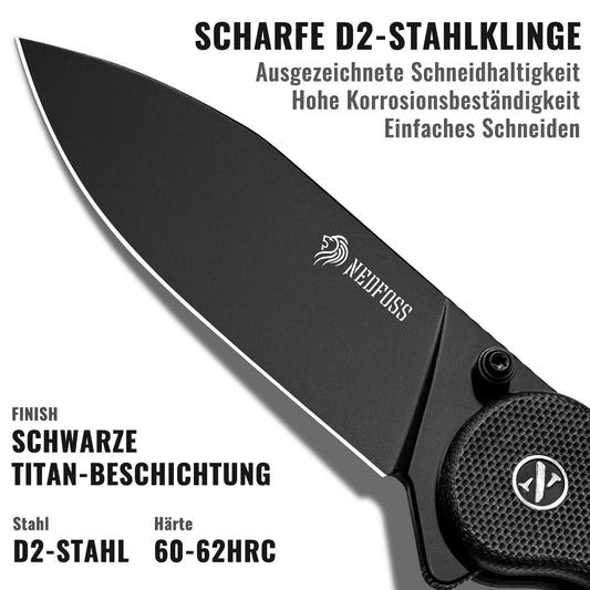 NedFoss BLACKBERRY One-Handed Knife, D2 Steel Slipjoint Folding Knife with G10 Handle, Legal Pocket Knife 42a Compliant, EDC Knife for Everyday Use, Collection & Gift