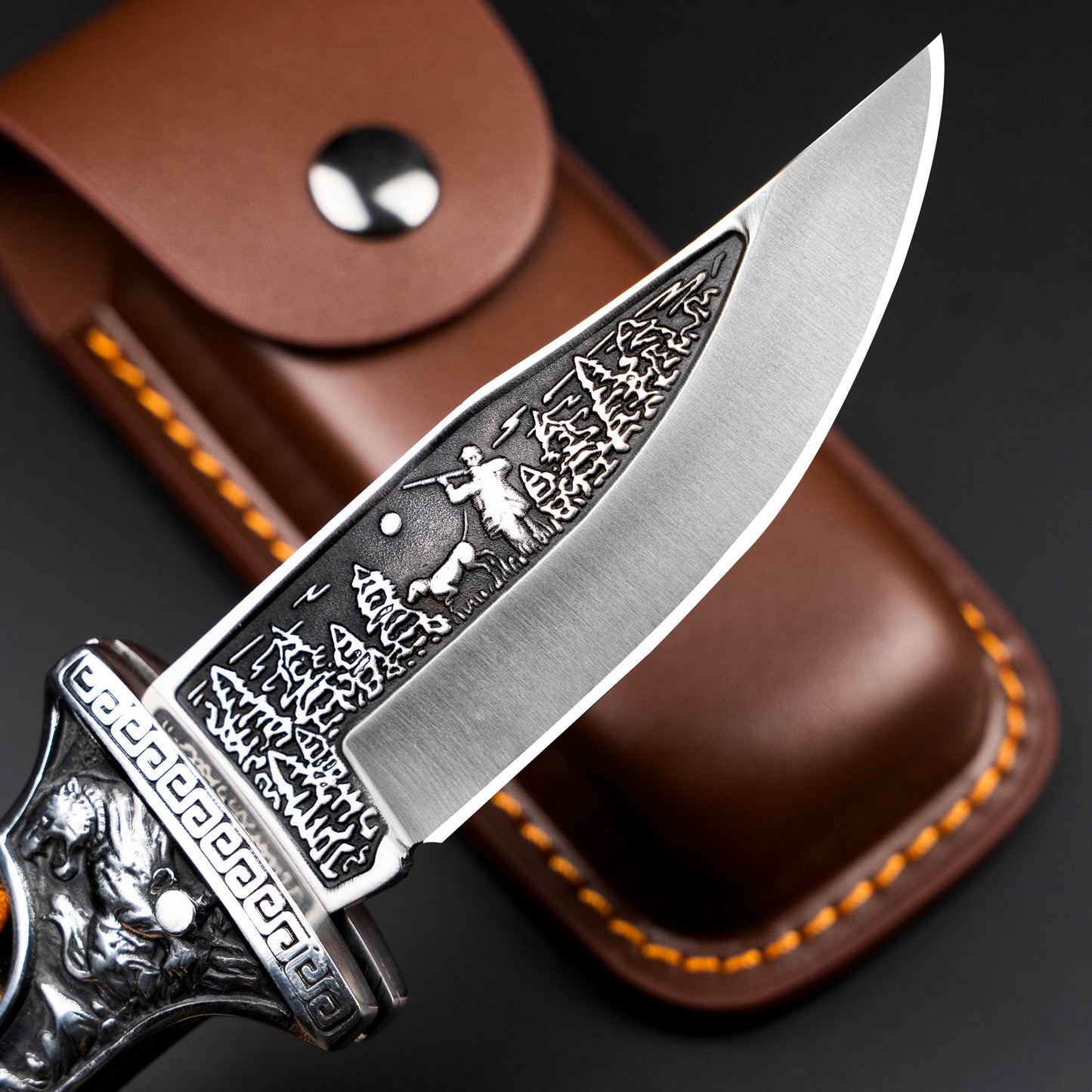 Nedfoss TIGER ROAR Two-Hand Folding Knife, TIGER ROAR Pocket Knife with Belt Clip, EDC Knife with Back Lock, Outdoor & Hunting Folding Knife in Beautiful Design, Sharp