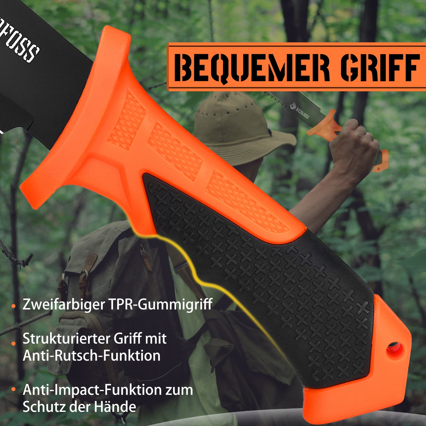 NedFoss JUNGLE AXES SET Lot de 2 couteaux de survie d'extérieur, ensemble de couteaux de camping comprenant une hache de camping et un couteau d'extérieur