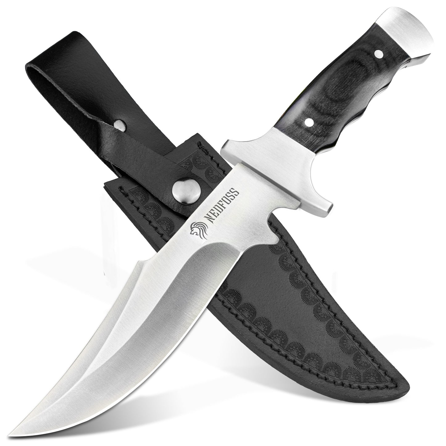 NedFoss TIGER Couteau d'extérieur, Couteau de chasse 16 cm, Couteau de camping avec étui, Couteau Bushcraft