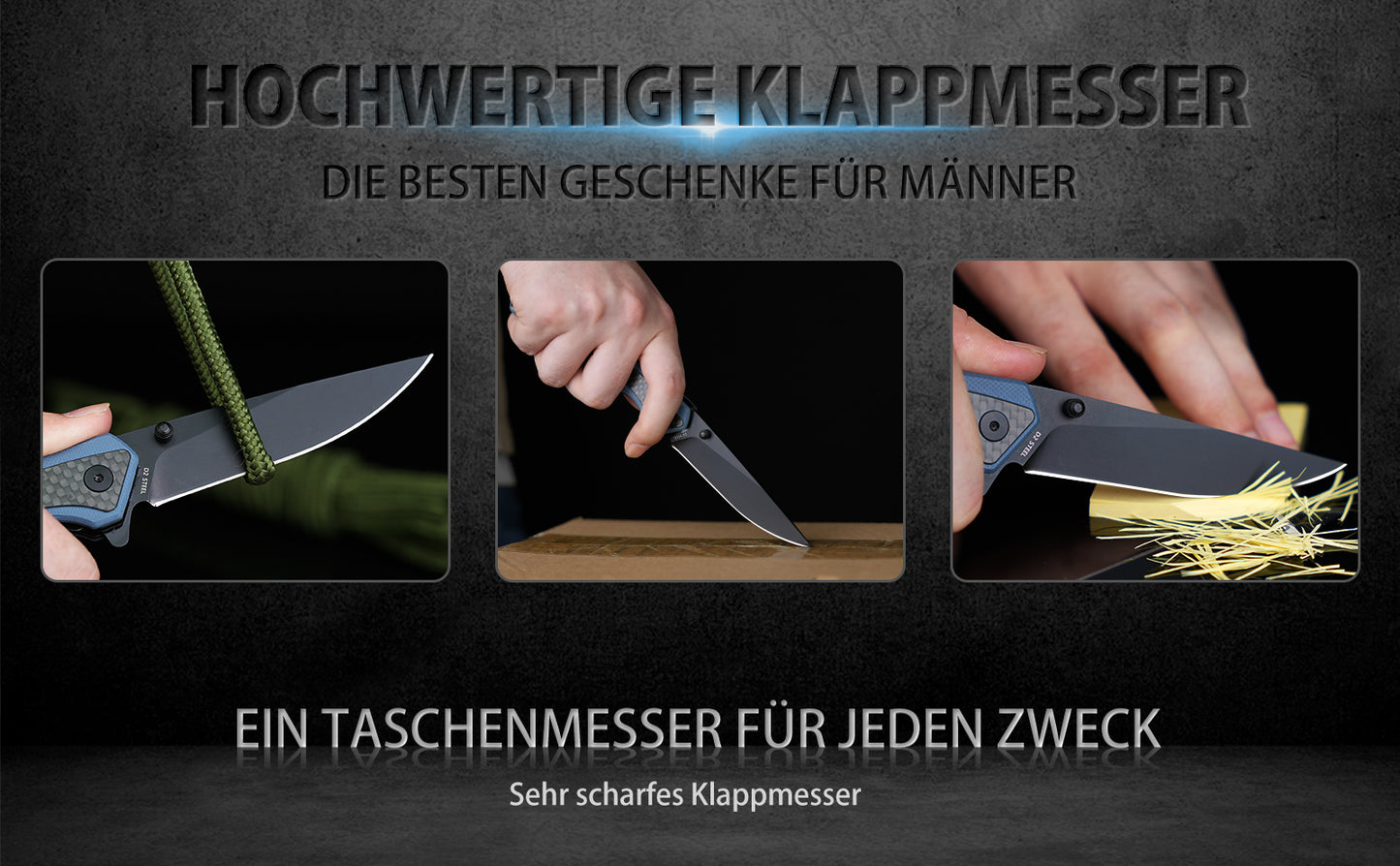 Nedfoss DOLPHIN Folding Knife, 9cm D2 Steel Pocket Knife, Sharp Folding Knife with Carbon Fiber Handle, One-Handed Knife with Belt Clip