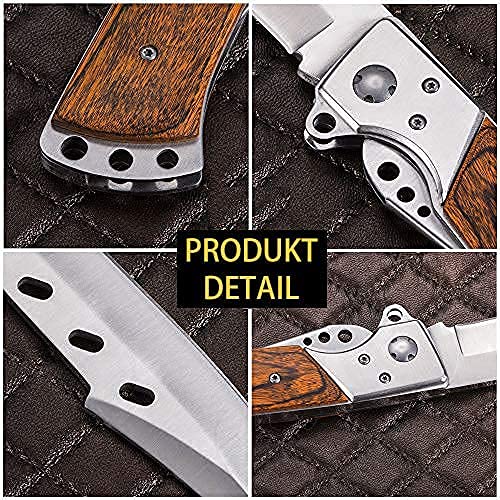 NedFoss FA50 Folding Knife, Two-Handed Knife, Folding Hunting Knife with Rosewood Handle, Large Outdoor Knife for Camping & Hiking, Survival Knife, Hunting Knife with Belt Pouch