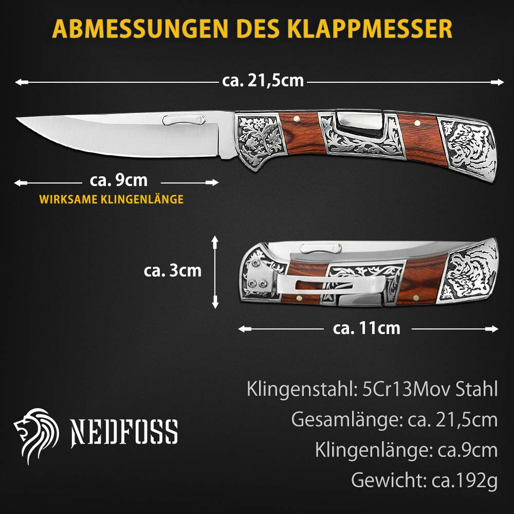 Nedfoss MERMAID Pocket Knife, Two-Handed Knife with Back Lock, Folding Knife with Belt Clip, for Camping, Hiking, Camping, Trekking, Beautiful Design, Perfect Gift
