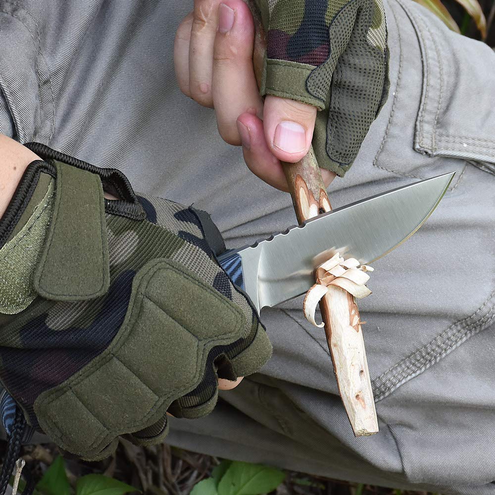 Couteau d'extérieur NedFoss HYENAS, couteau de survie pleine soie de 9 cm avec étui Kydex, couteau de bushcraft tranchant avec manche G10 antidérapant, couteau de chasse, couteau de randonnée