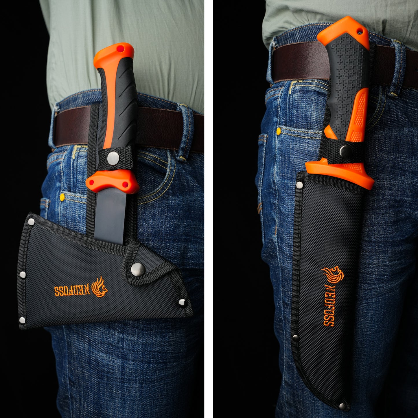 NedFoss JUNGLE AXES SET Lot de 2 couteaux de survie d'extérieur, ensemble de couteaux de camping comprenant une hache de camping et un couteau d'extérieur