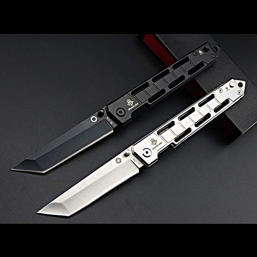 NedFoss DG-BK Tanto Folding Knife One-Handed Knife with Flipper Outdoor Knife EDC Knife Folder, 8.5 cm Blade Length (Black)